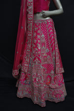 Load image into Gallery viewer, Designer silk lehenga with traditional meenakari
