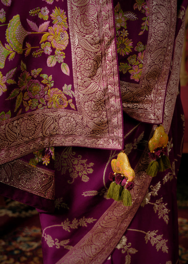 Jamuni Purple Woven Banarasi Silk Saree With Brocade Blouse