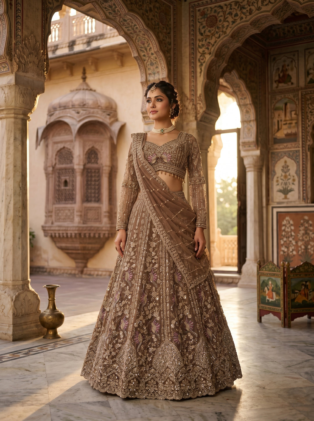 Regal Brown Lehenga Set