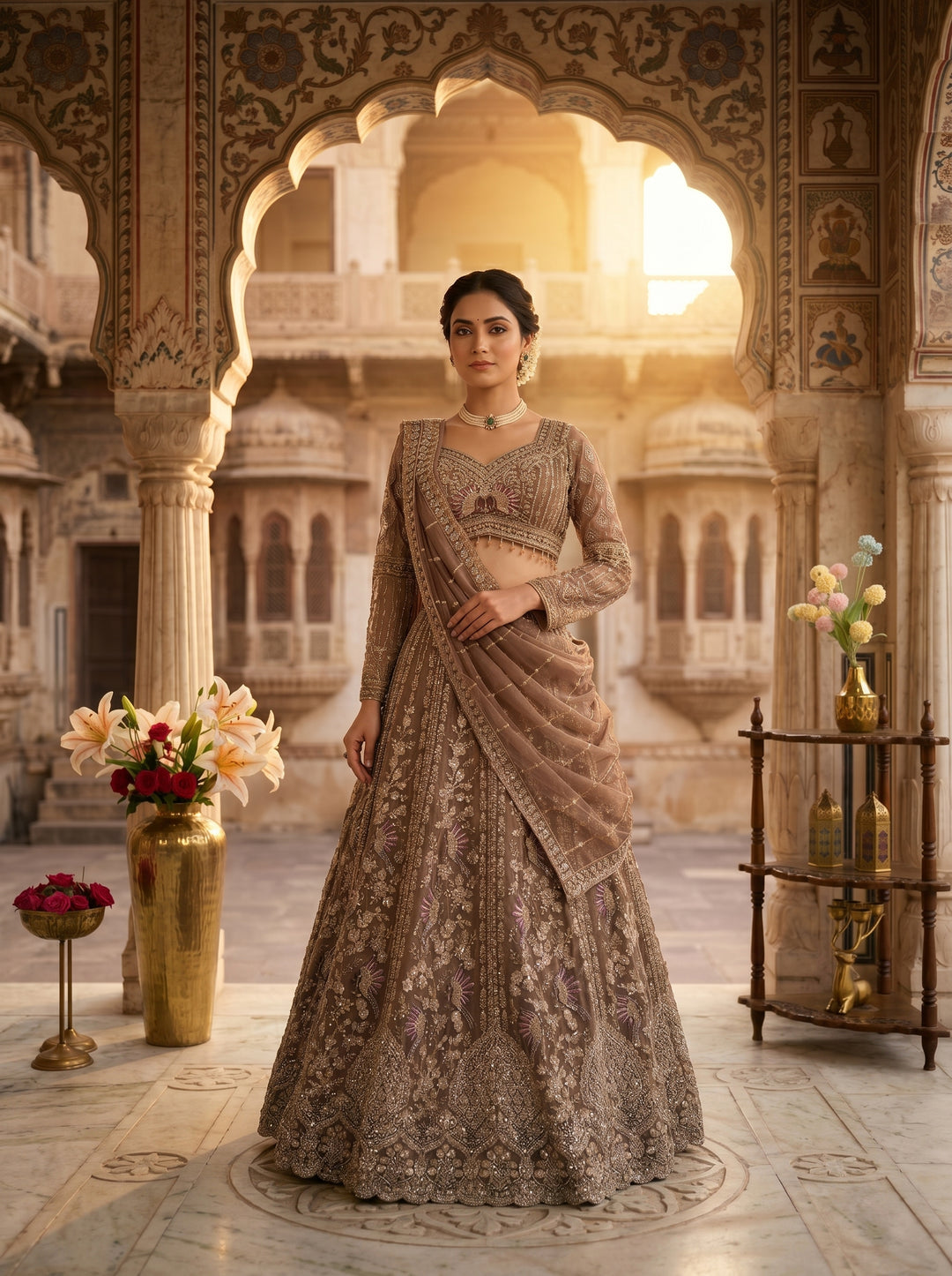 Regal Brown Lehenga Set