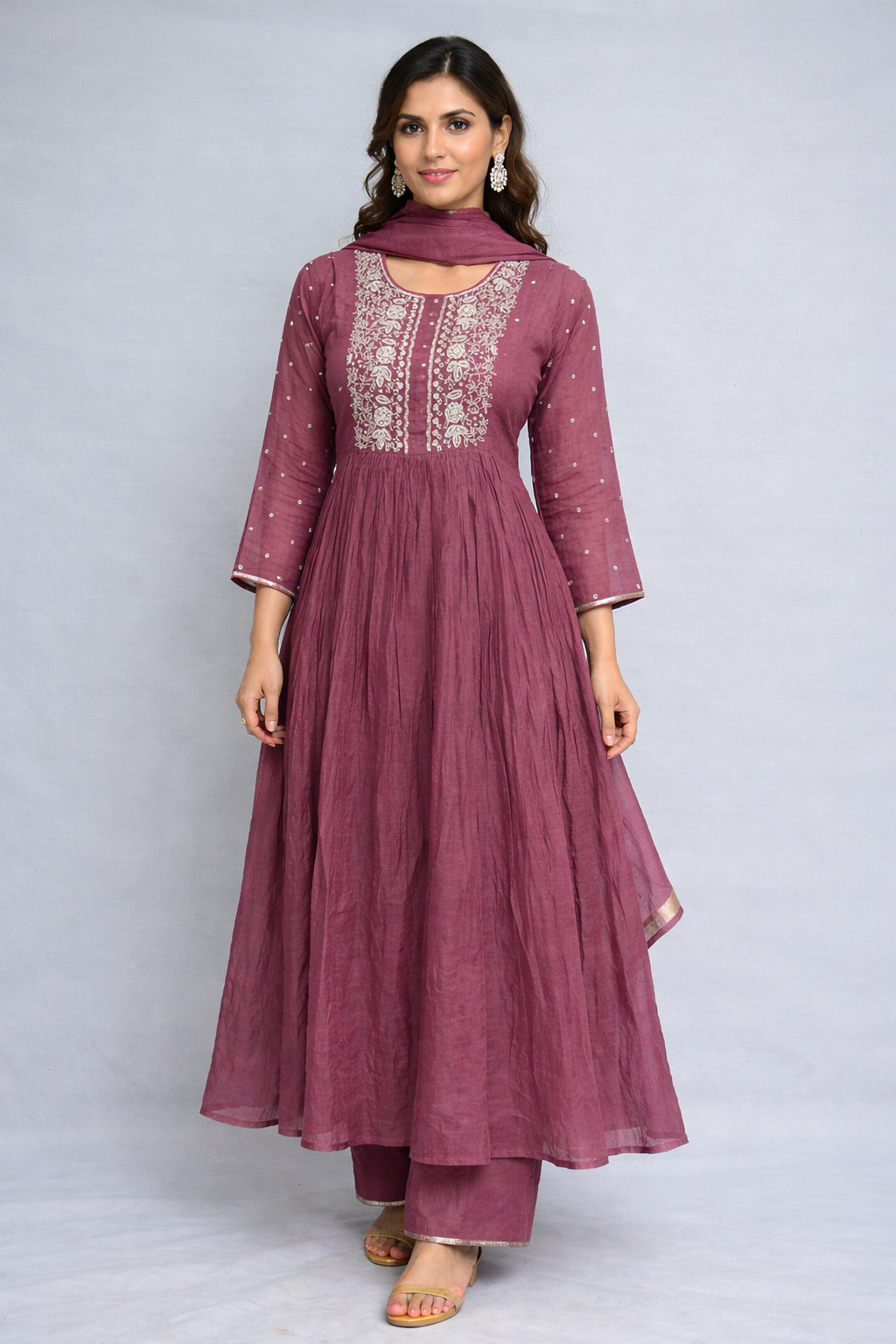 Kurta pant set in maheshwari silk fabric