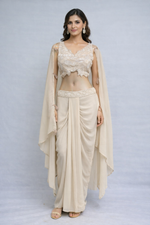 Load image into Gallery viewer, Crop top with shrug in georgette fabric
