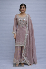 Load image into Gallery viewer, Sharara kurta with dupatta in Mysore silk
