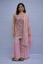 Load image into Gallery viewer, Plazo short kurta suit in pure silk fabric
