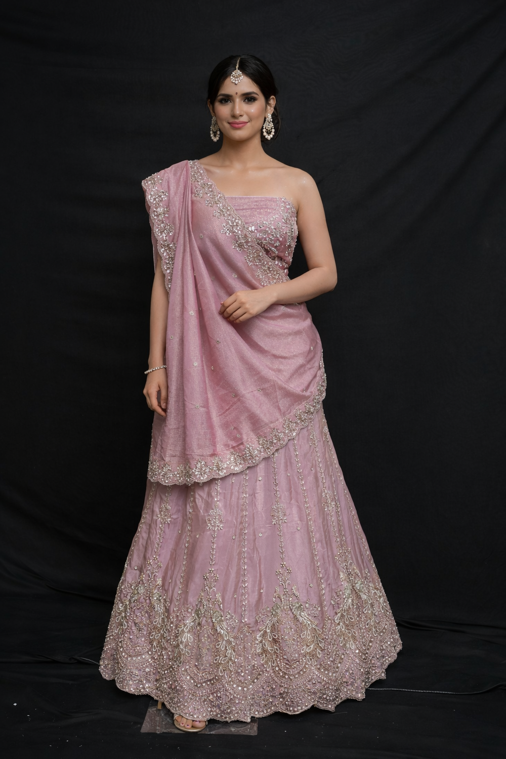 Unstitched lehenga chunni in pure silk fabric