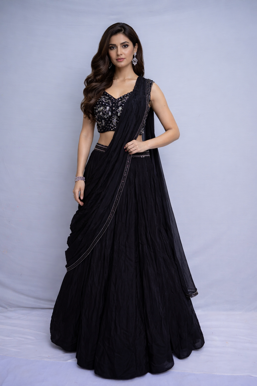 Skirt with Attached Dupatta and Top