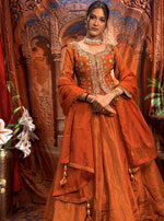 Load image into Gallery viewer, Amber Rust Ro Silk Designer Indo-Western Lehenga Set

