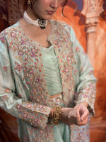 Load image into Gallery viewer, Celeste Mint Designer Crepe Indo-Western Co-Ord Set
