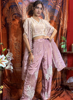 Load image into Gallery viewer, Rosé Pearl Crepe Indo-Western Co-Ord Set
