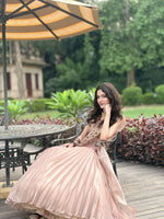 Load image into Gallery viewer, Blush Peach Jimmy Choo Pleated Indo-Western Set
