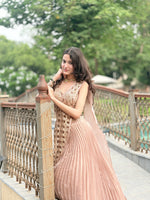 Load image into Gallery viewer, Blush Peach Jimmy Choo Pleated Indo-Western Set
