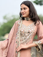 Load image into Gallery viewer, Blush Mirrorwork Mysore Silk Suit Set
