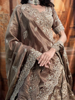 Load image into Gallery viewer, Meher Bronze Tissue Silk Embroidered Lehenga Set
