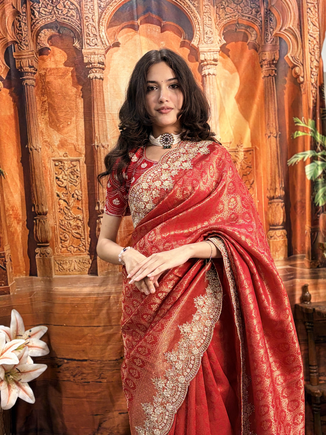 Regal Red Kanjivaram Silk Saree with Intricate Jardozi Work