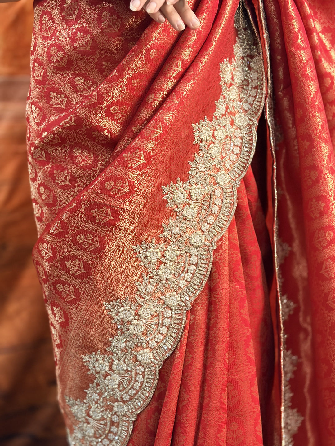 Regal Red Kanjivaram Silk Saree with Intricate Jardozi Work