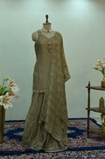 Load image into Gallery viewer, Olive Gold Designer Sharara Suit Set
