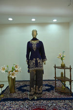 Load image into Gallery viewer, Navy Kurta Embroidered Sharara Set
