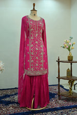 Load image into Gallery viewer, Rani Pink Gharara Suit Set
