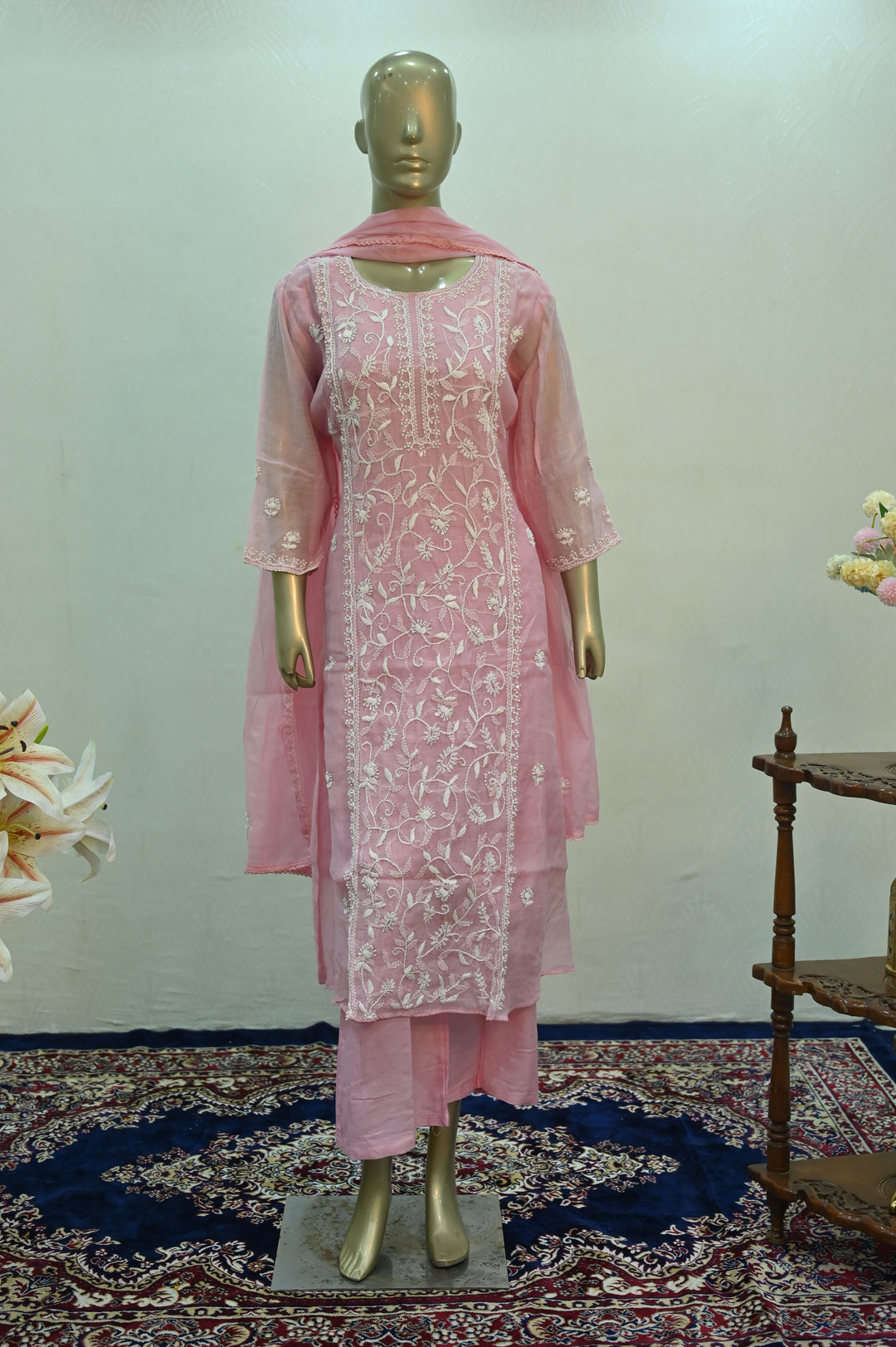 Blush Pink Chikankari Style Suit Set