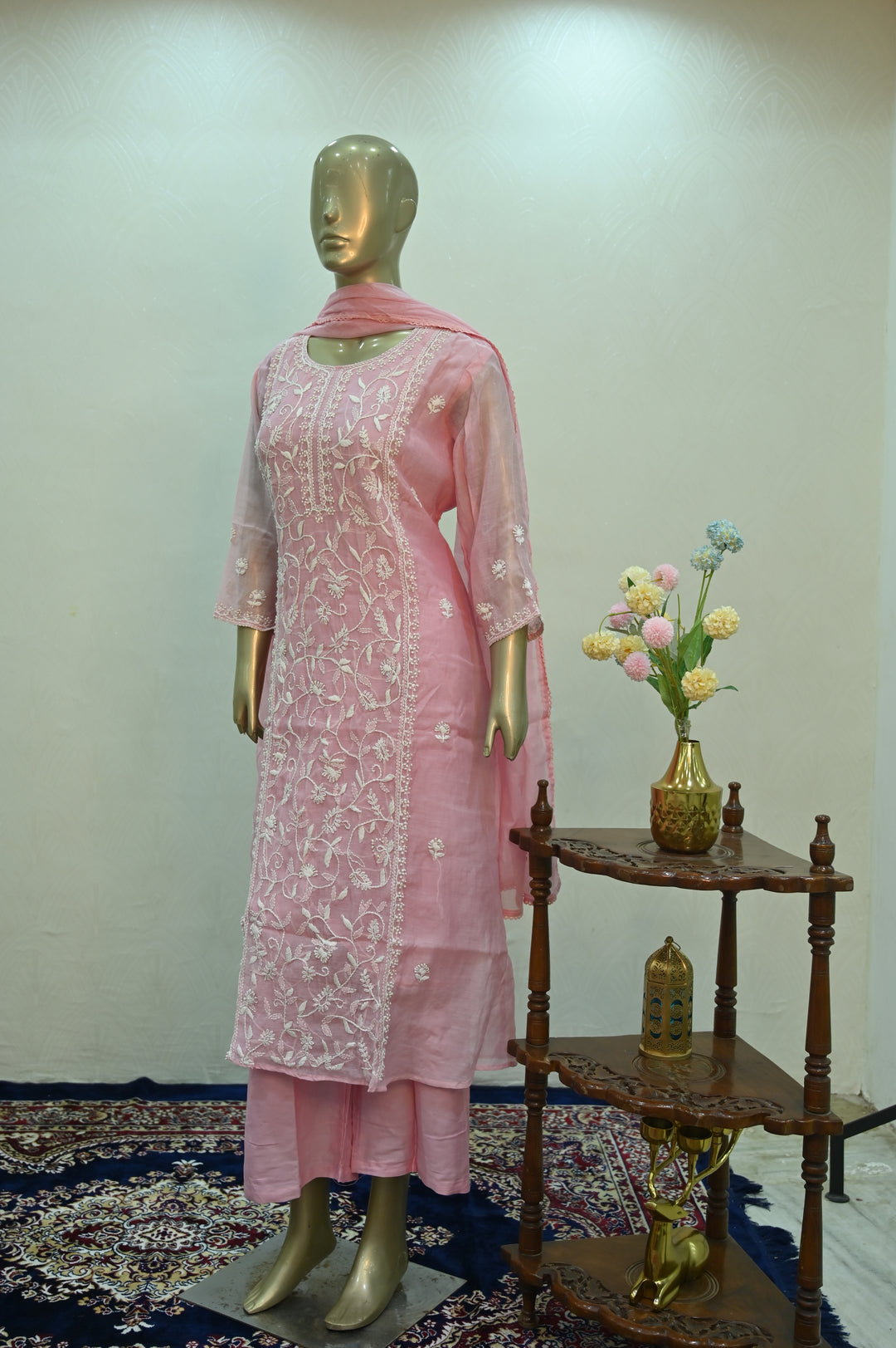 Blush Pink Chikankari Style Suit Set
