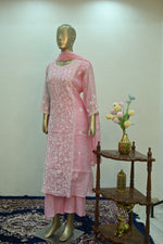 Load image into Gallery viewer, Blush Pink Chikankari Style Suit Set
