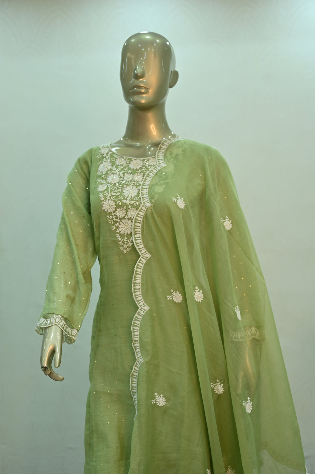 Sage Green Embroidered Suit Set