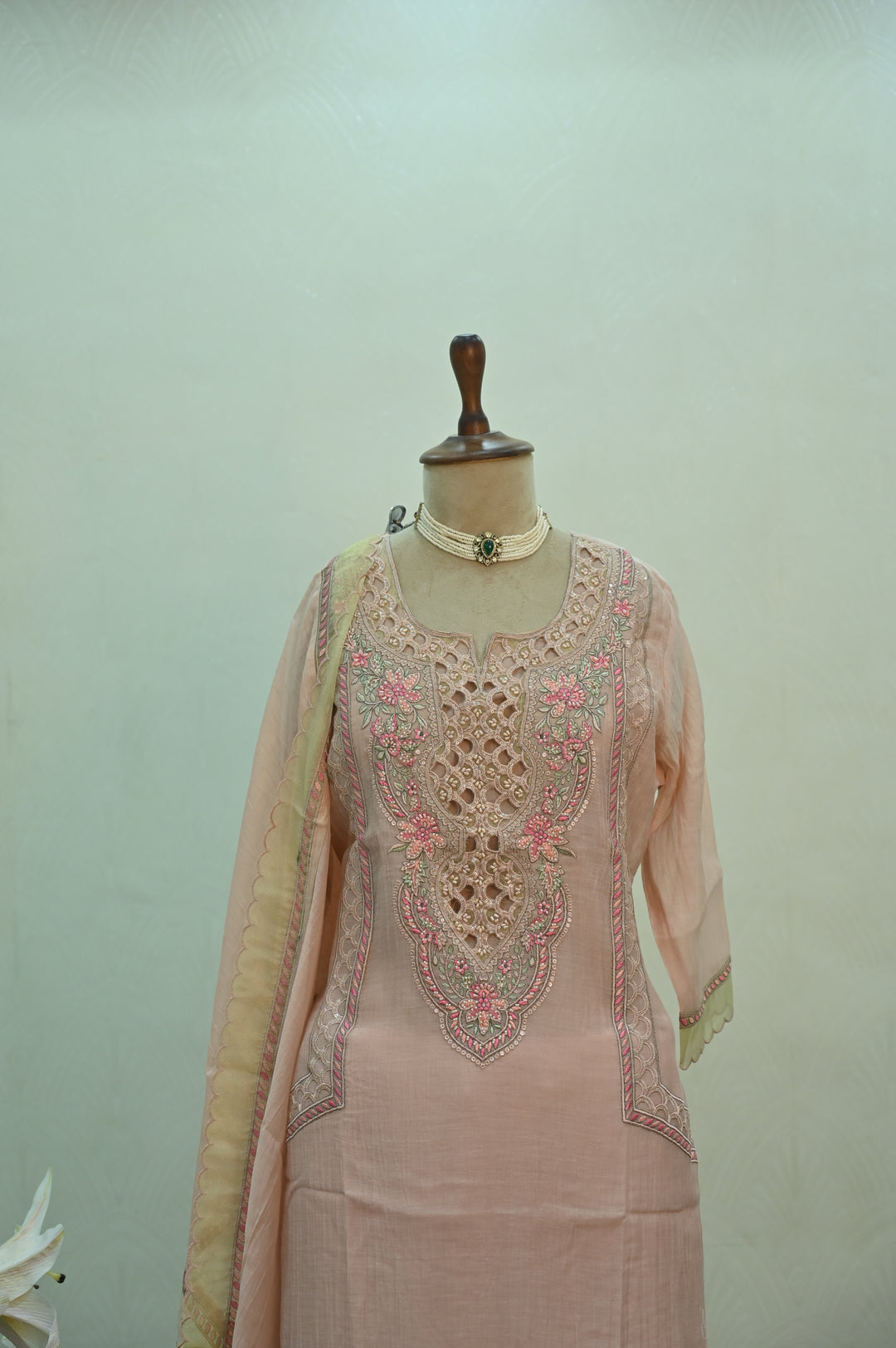 Blush Pink Embroidered Suit Set