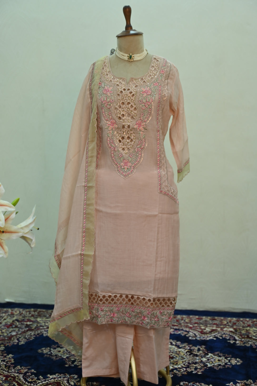 Blush Pink Embroidered Suit Set