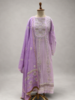 Load image into Gallery viewer, Lavender Luxe Pure Lucknowi Embroidered Unstitched Suit
