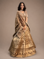 Load image into Gallery viewer, Meher Bronze Tissue Silk Embroidered Lehenga Set
