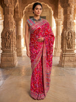 Load image into Gallery viewer, Festive Red Floral Rajwada Saree

