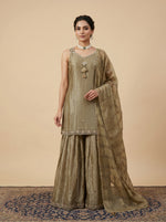 Load image into Gallery viewer, Olive Gold Designer Sharara Suit Set
