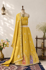 Load image into Gallery viewer, Mustard Yellow Embroidered Lehenga Set
