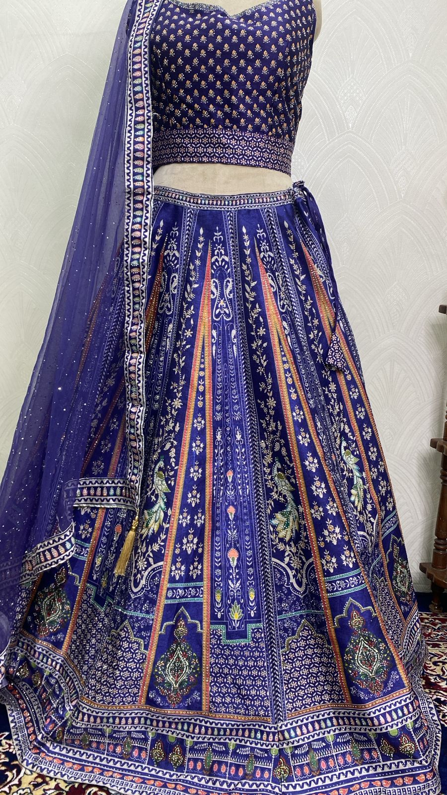 Royal Blue Lehenga Set with Net Dupatta