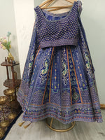 Load image into Gallery viewer, Royal Blue Lehenga Set with Net Dupatta
