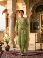 Load image into Gallery viewer, Sage Green Embroidered Suit Set
