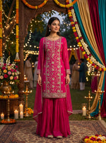 Load image into Gallery viewer, Rani Pink Gharara Suit Set
