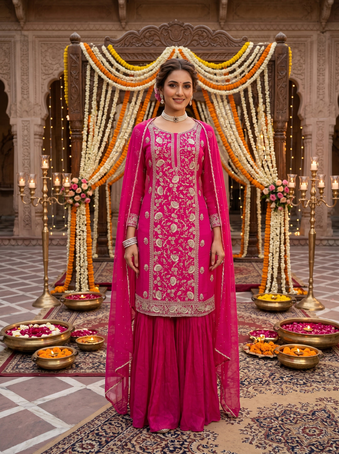 Rani Pink Gharara Suit Set