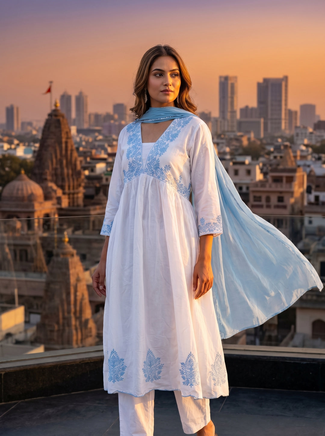 Cotton Anarkali Style Suit Set