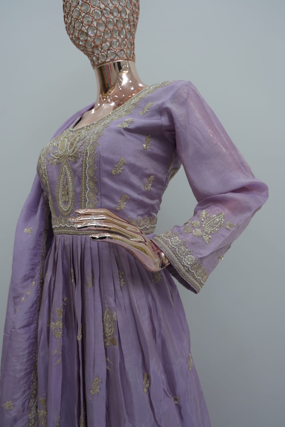 Elegant Mysore silk long dress for functions