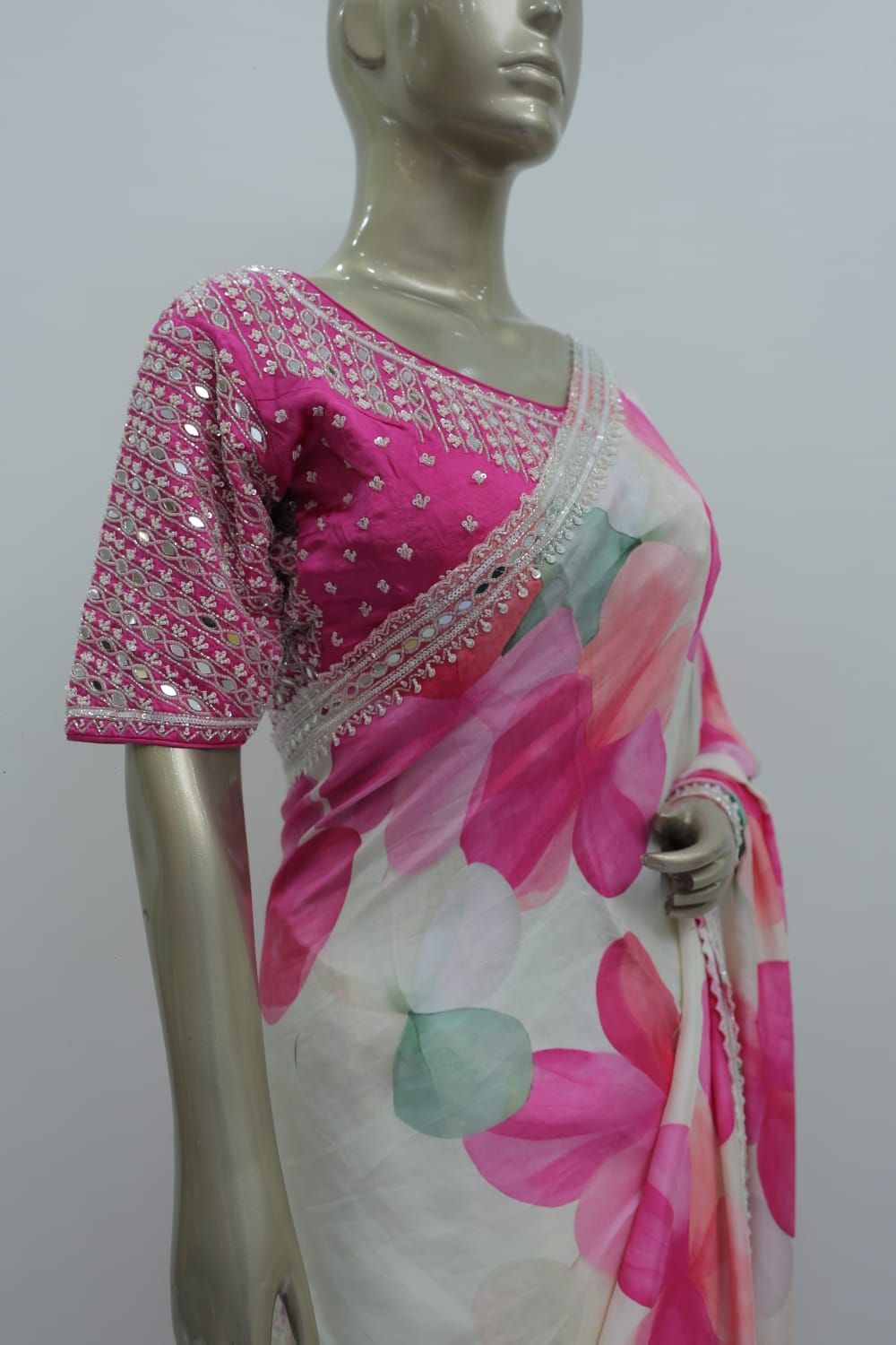 Elegant pure silk saree with readymade blouse