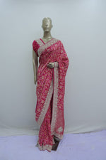Load image into Gallery viewer, Magenta Ghatchola saree with gota patti work
