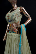 Load image into Gallery viewer, Elegant cream skirt top with multicolour work
