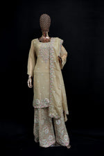 Load image into Gallery viewer, Light beige sharara kurta with sequin work
