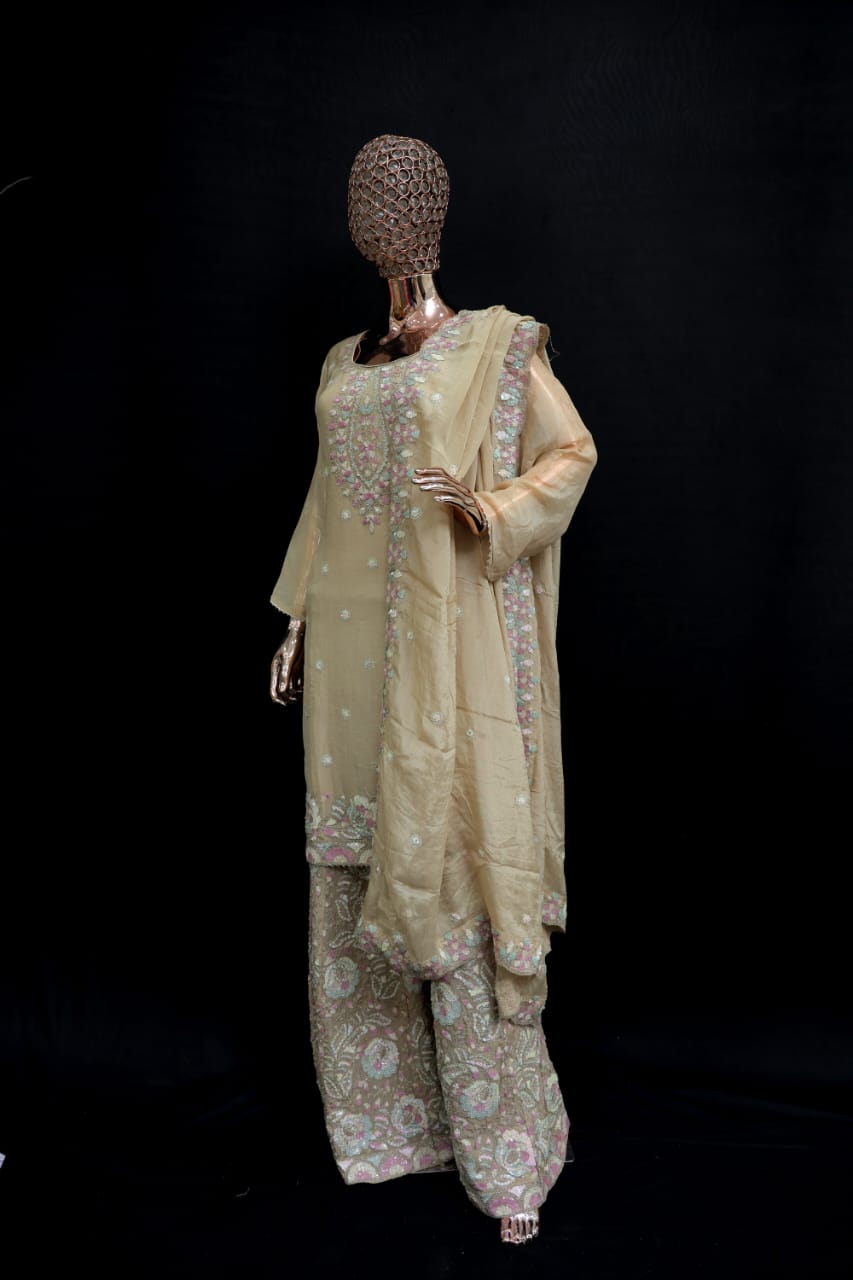 Elegant sharara outfit with antique detailing