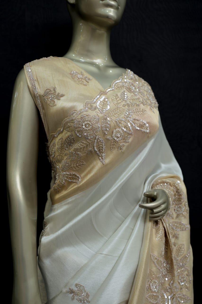 Premium Mysore silk saree with glossy texture