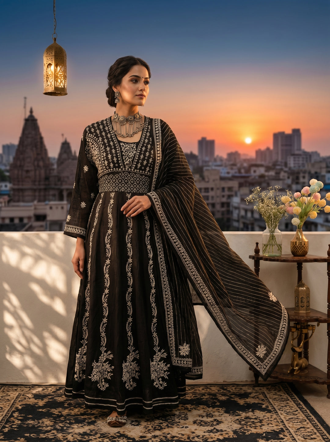 Lucknowi Chikankari Anarkali Suit Set