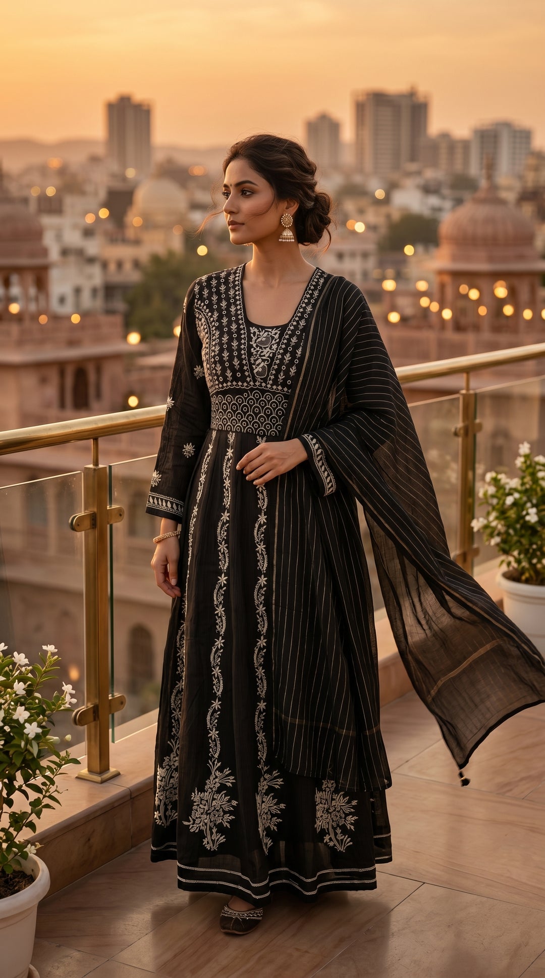 Lucknowi Chikankari Anarkali Suit Set