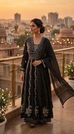 Load image into Gallery viewer, Lucknowi Chikankari Anarkali Suit Set
