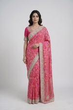 Load image into Gallery viewer, Ghatchola pure silk saree in magenta colour

